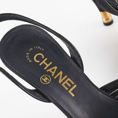 Chanel Sandals Heels Black Size 37.5