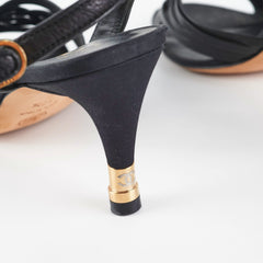 Chanel Sandals Heels Black Size 37.5