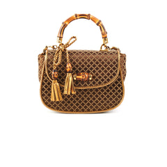 Gucci Mini Bamboo Top Handle Metallic Bag Gold/Brown