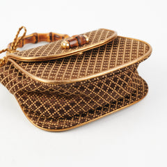 Gucci Mini Bamboo Top Handle Metallic Bag Gold/Brown
