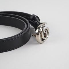 Gucci Silver/Black Belt Size 85cm