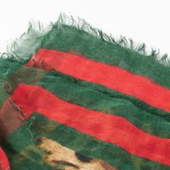 Gucci Scarf Red Green Leopard Print