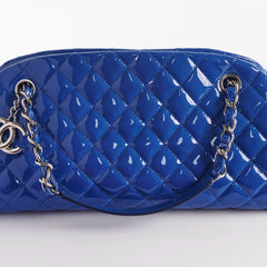 Chanel Just Mademoiselle Patent Blue Bowler Bag