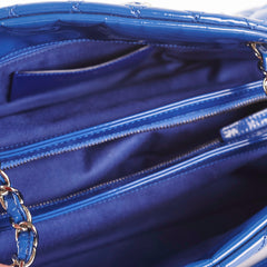 Chanel Just Mademoiselle Patent Blue Bowler Bag