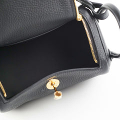 Hermes Mini Lindy Clemence Noir- Z stamp hold AL