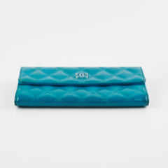 Chanel Long Patent Blue Wallet