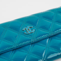 Chanel Long Patent Blue Wallet