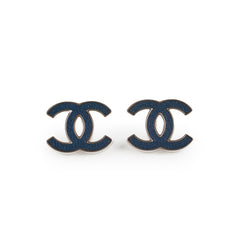 Chanel CC Logo Earrings Blue