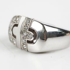 Bvlgari 18k White Gold Parentesi Ring Size 52