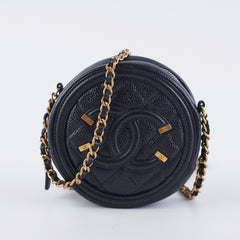 Chanel 19 Round Filigree Caviar Black