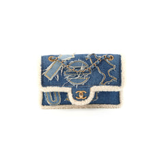 Chanel Denim Shearling Hieroglyph Flap Blue