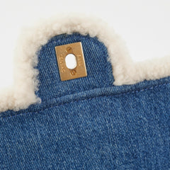 Chanel Denim Shearling Hieroglyph Flap Blue