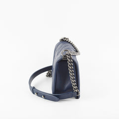 Chanel Boy Bag Old Medium Navy Blue Lambskin