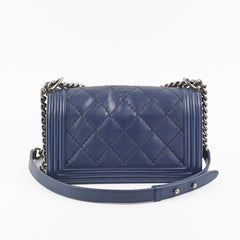Chanel Boy Bag Old Medium Navy Blue Lambskin