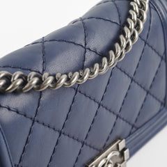 Chanel Boy Bag Old Medium Navy Blue Lambskin