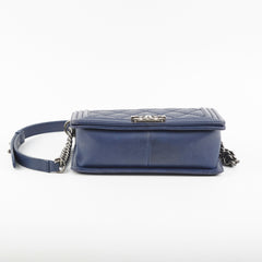 Chanel Boy Bag Old Medium Navy Blue Lambskin