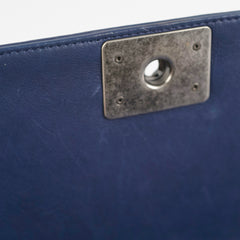 Chanel Boy Bag Old Medium Navy Blue Lambskin