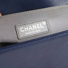 Chanel Boy Bag Old Medium Navy Blue Lambskin