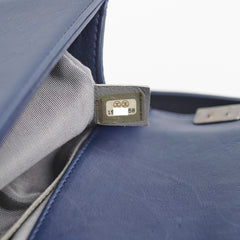 Chanel Boy Bag Old Medium Navy Blue Lambskin