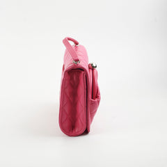 Chanel Lambskin Leather Kiss-Lock Pocket Crossbody Bag Pink