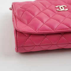 Chanel Lambskin Leather Kiss-Lock Pocket Crossbody Bag Pink