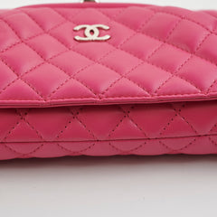 Chanel Lambskin Leather Kiss-Lock Pocket Crossbody Bag Pink