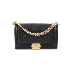 ITEM 32 - Chanel Quilted Old Medium Boy Black
