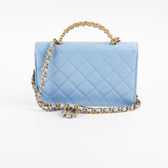 Deal of The Week - Chanel Caviar WOC Wallet on Chain with Handle Blue Microchipped
