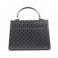 Gucci Padlock Top Handle Bag Guccissima Medium Black