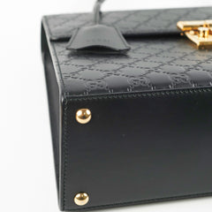 Gucci Padlock Top Handle Bag Guccissima Medium Black
