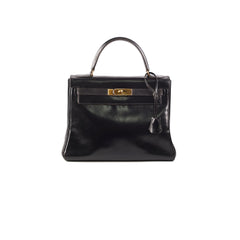 Hermes Kelly 28 Retourne Vintage Box Black Stamp R (1962)