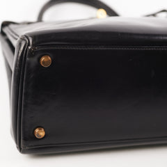 Hermes Kelly 28 Retourne Vintage Box Black Stamp R (1962)
