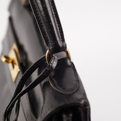 Hermes Kelly 28 Retourne Vintage Box Black Stamp R (1962)