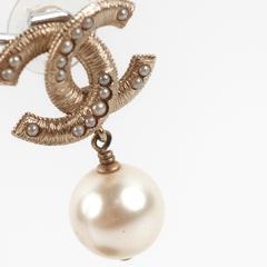 ITEM 10 - Chanel CC Logo Pearl Drop Earrings