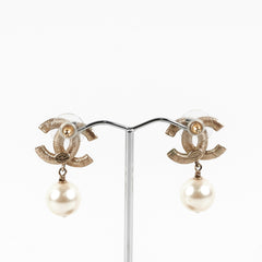 ITEM 10 - Chanel CC Logo Pearl Drop Earrings