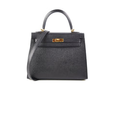 Hermes Kelly 25 Epsom Noir Stamp X
