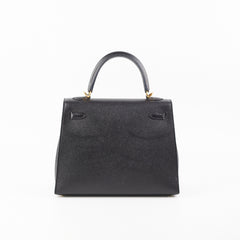 Hermes Kelly 25 Epsom Noir Stamp X