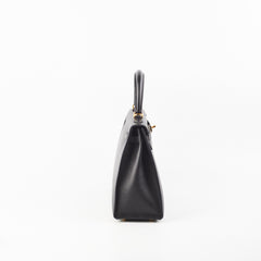 Hermes Kelly 25 Epsom Noir Stamp X