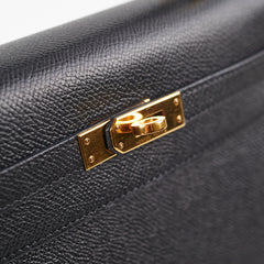 Hermes Kelly 25 Epsom Noir Stamp X