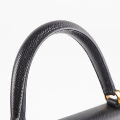 Hermes Kelly 25 Epsom Noir Stamp X