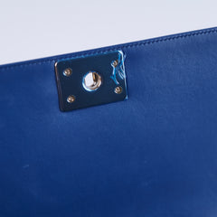Chanel Old Medium Boy Chevron Lambskin Blue Bag