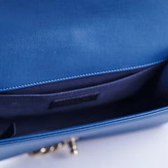 Chanel Old Medium Boy Chevron Lambskin Blue Bag