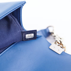 Chanel Old Medium Boy Chevron Lambskin Blue Bag