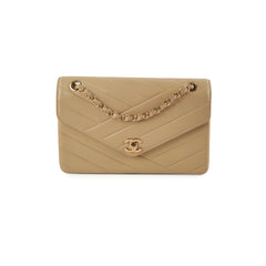 Chanel Vintage Beige Lambskin Shoulder Bag