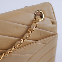 Chanel Vintage Beige Lambskin Shoulder Bag