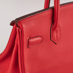 Hermes Birkin 30 Red Clemence- Q Square Stamp