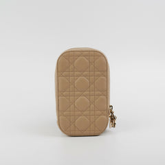 Christian Dior Lady Dior Phone Holder Sand-Colored Cannage Lambskin