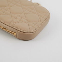 Christian Dior Lady Dior Phone Holder Sand-Colored Cannage Lambskin