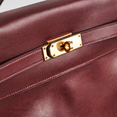 Hermes Vintage Kelly 35 Burgundy Box Leather