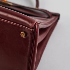 Hermes Vintage Kelly 35 Burgundy Box Leather